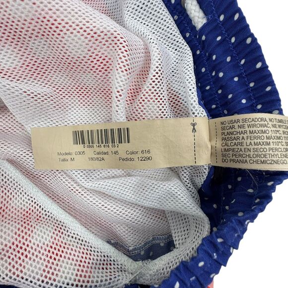 Massimo Dutti Swim Shorts M Red Gingham Navy Polka Dot Preppy Beach - Picture 15 of 15